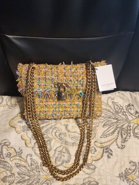 Kurt Geiger Multicolor Tweed Brixton Bag with Gold Chain